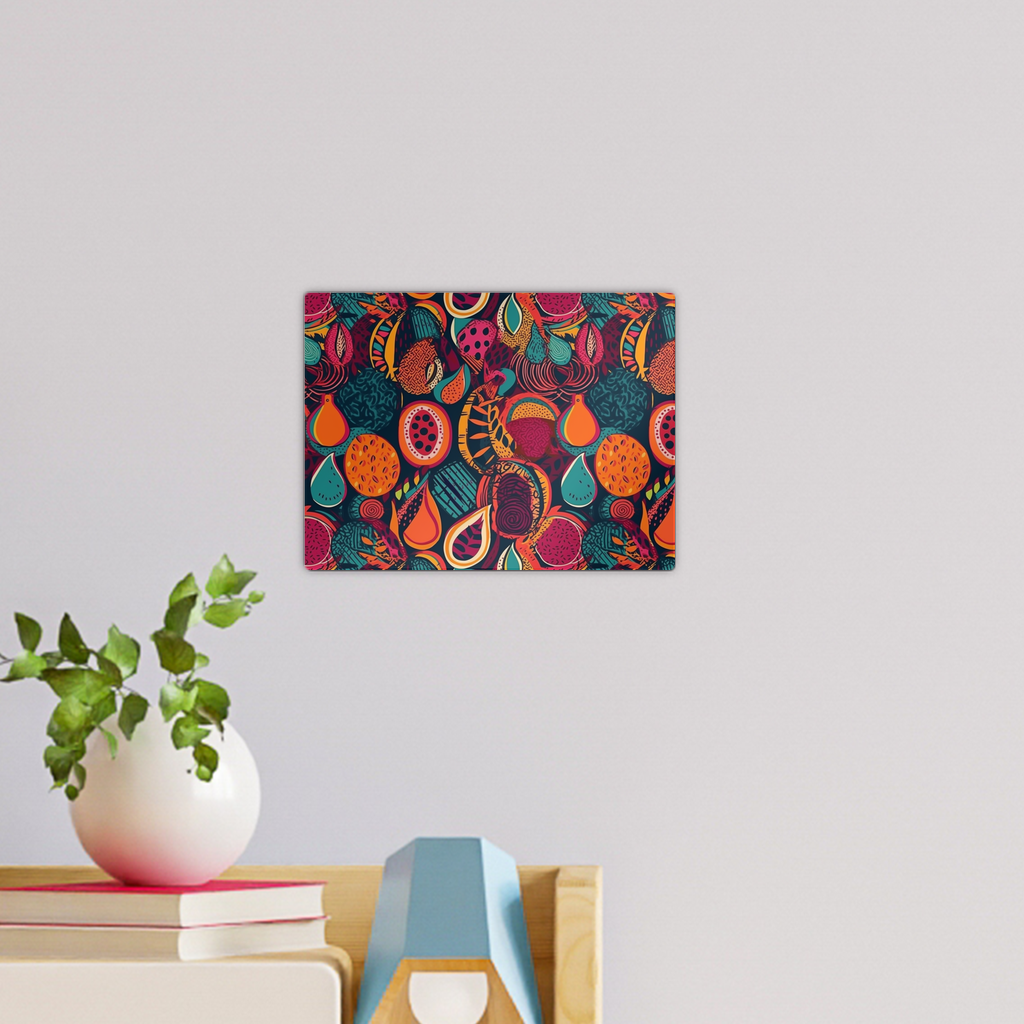 African Batik Print, Bold and Bountiful, Oranges, Fig, Passion Fruit, Black Owned - Teal, Plumb, Burt Orange | Wall Tile | Wall Print |