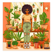 Load image into Gallery viewer, Plant Mom Collection | Peach Dream |  Folded Cards | Black Woman By Her Beloved Plant Babies |
