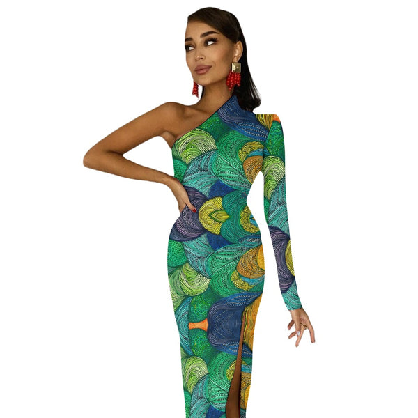 Bold and Glamorous African Print Bodycon Dress with Half Sleeves | Ideal for Celebrations| African Wax Pattern| Half Sleeve Slit Dress | Stand Out in Style