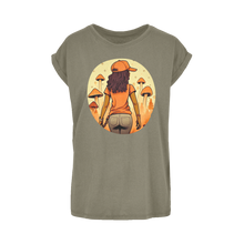 Load image into Gallery viewer, Mushroom Magic | Black Girl Wonder Lust | Women&#39;s Extended Shoulder T-Shirt XS-5XL
