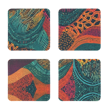 Load image into Gallery viewer, Kente Kaleidoscope| African Wax Print | African Pattern| Sublimation Coasters Pack of Four
