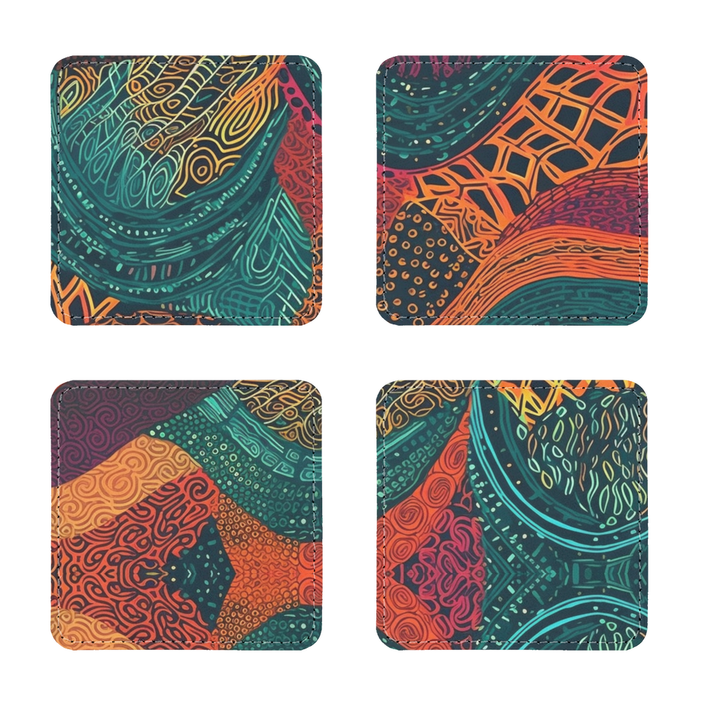 Kente Kaleidoscope| African Wax Print | African Pattern| Sublimation Coasters Pack of Four