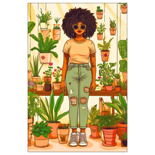 Load image into Gallery viewer, | Plant Mom Collection | Peach Dream | Flat Cards | Black Woman | By Her Beloved Plant Babies |
