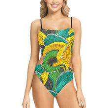 Load image into Gallery viewer, Unleash Your Radiance with this Gorgeous African Print Cut Out Swimsuit! |Ideal Gift for Black Queens!| Sizes 0-5X| Spaghetti Strap | Cut Out Sides| Swimsuit
