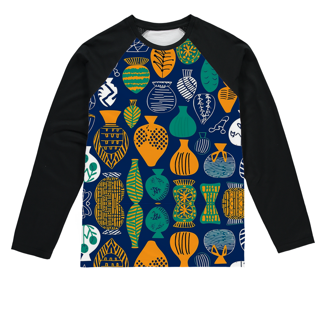 Venda Vibrance| African Wax Pattern| African Print Sublimation Baseball Long Sleeve T-Shirt