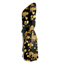 Load image into Gallery viewer, Cheetah Black Wrap Dress
