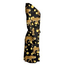 Load image into Gallery viewer, Cheetah Black Wrap Dress
