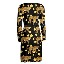 Load image into Gallery viewer, Cheetah Black Wrap Dress
