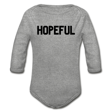 Hopeful Organic Long Sleeve Baby Bodysuit - heather gray