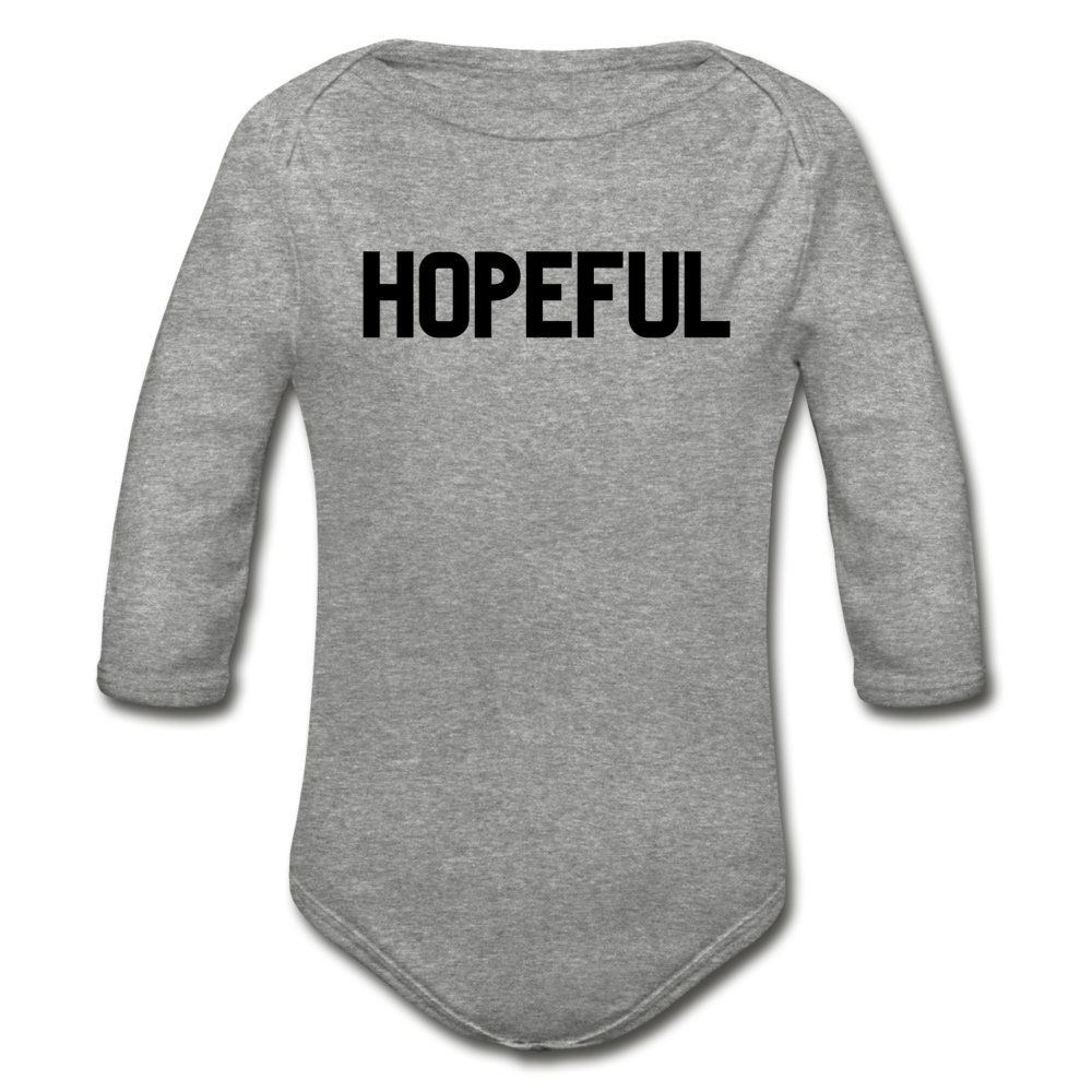 Hopeful Organic Long Sleeve Baby Bodysuit - heather gray