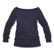 Load image into Gallery viewer, I takes A Village Women&#39;s Wideneck Sweatshirt - melange navy
