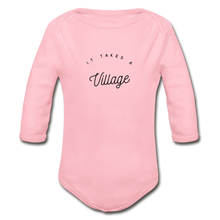 Load image into Gallery viewer, It takes A Village  Organic Long Sleeve Baby Bodysuit - light pink
