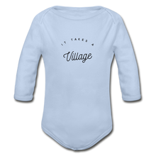 Load image into Gallery viewer, It takes A Village  Organic Long Sleeve Baby Bodysuit - sky
