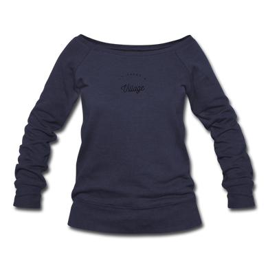 It Takes a Village Women's Wideneck Sweatshirt - melange navy