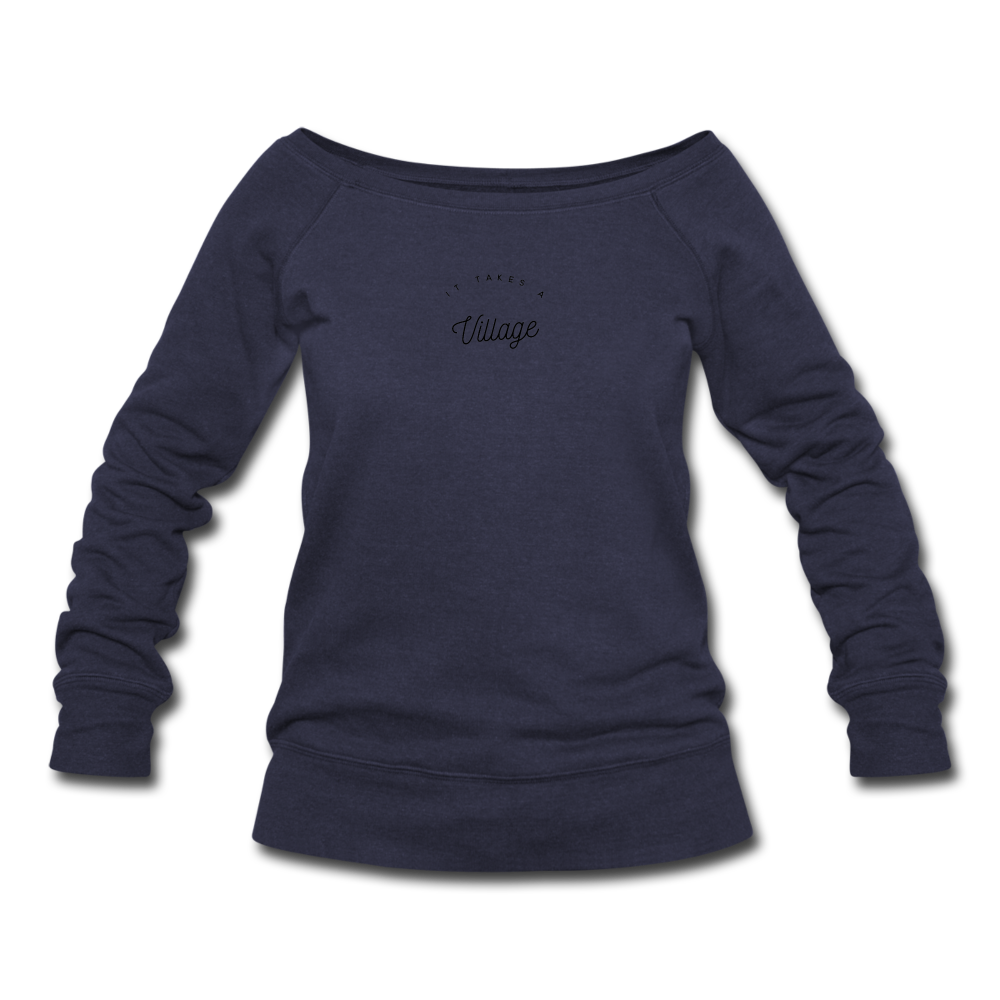 It Takes a Village Women's Wideneck Sweatshirt - melange navy